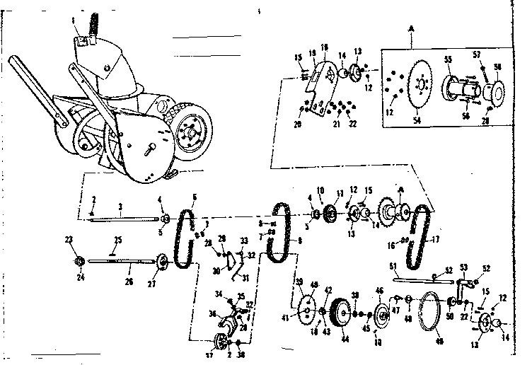 Drive Assembly Diagram and Parts List for 53682558  Craftsman Snow Blower
