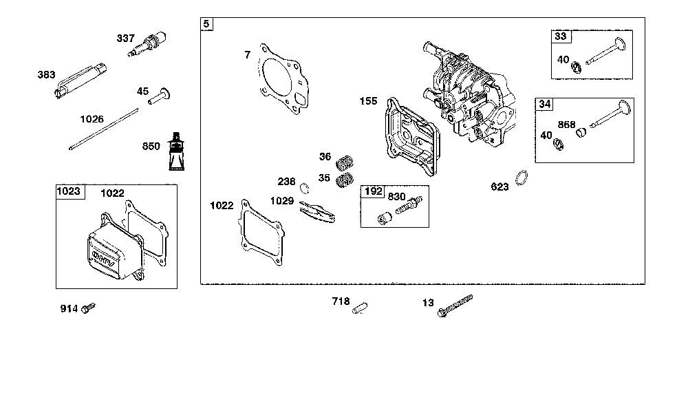 Cylinder head Diagram and Parts List for CMXGMAM1125506  Craftsman Lawn Mower