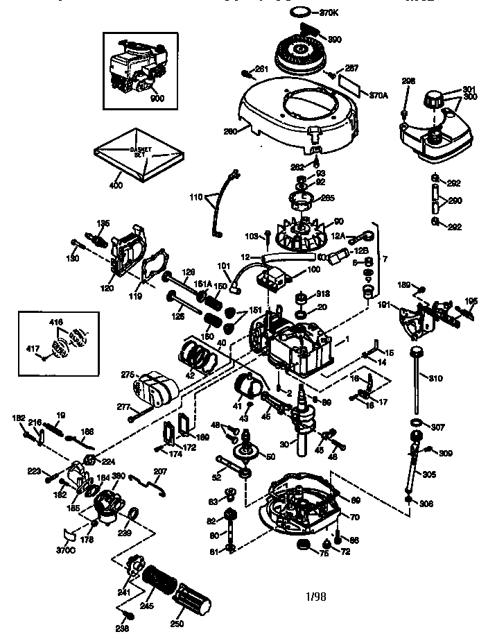 Engine 143.985510 Diagram and Parts List for 143985510  Craftsman Engine