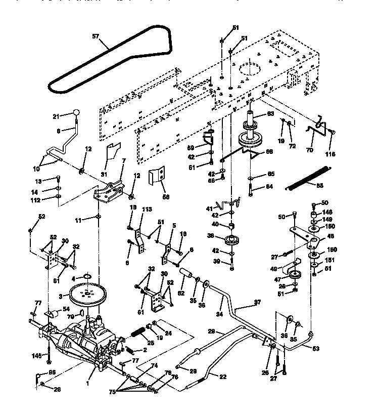 Ground Drive Diagram and Parts List for 917270613  Craftsman Lawn Tractor