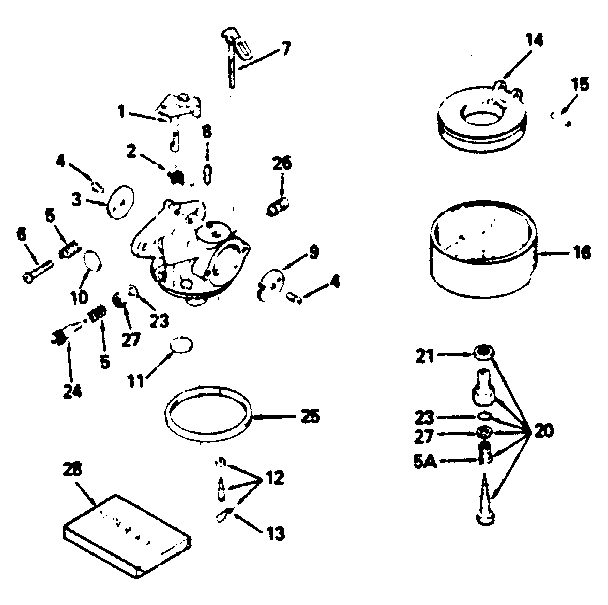 Carburetor No. 632370 Diagram and Parts List for 143796072  Craftsman Engine