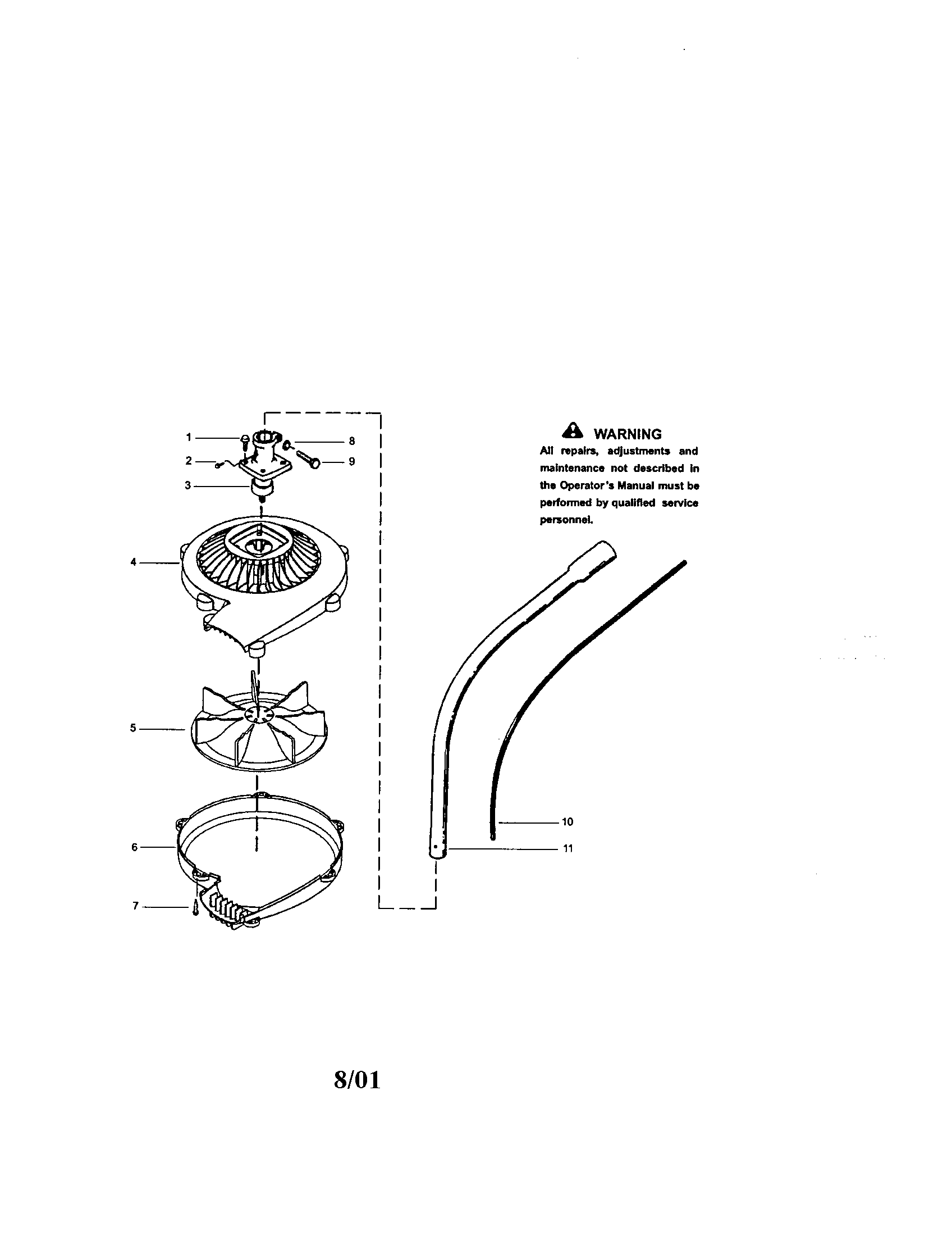 Covertible Blower Attachment Diagram and Parts List for 358792420  Craftsman Trimmer