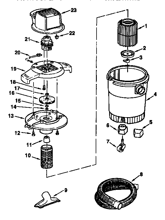 Unit Diagram and Parts List for 113177441  Craftsman Utility Vacuum