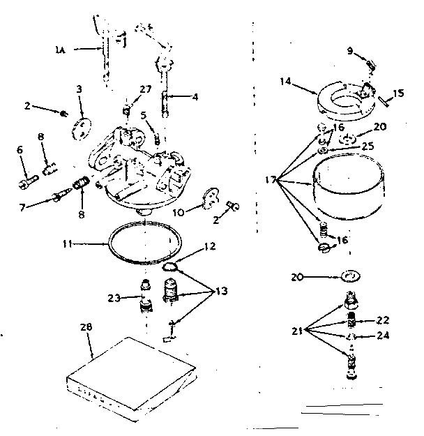 Carburetor Diagram and Parts List for 143608032  Craftsman Engine