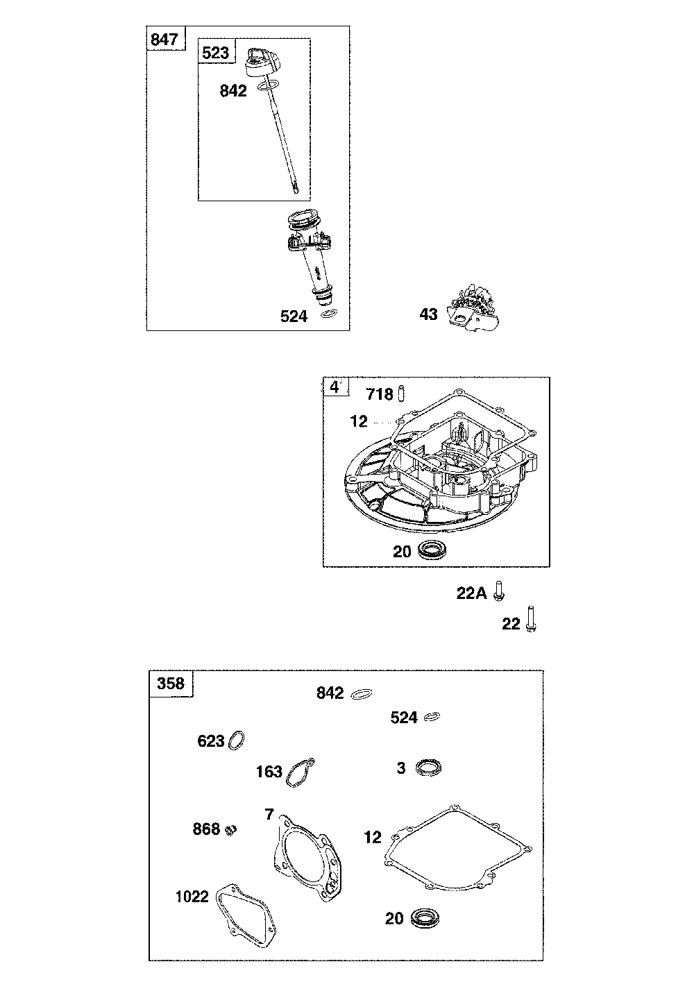 Crankcase cover/sump/lubrication Diagram and Parts List for CMXGMAM7435274  Craftsman Lawn Mower
