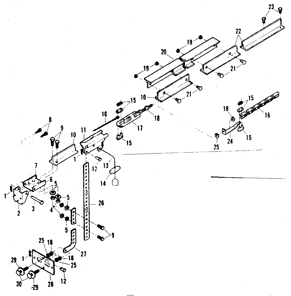 Rail Diagram and Parts List for 139663656  Craftsman Garage Door Opener