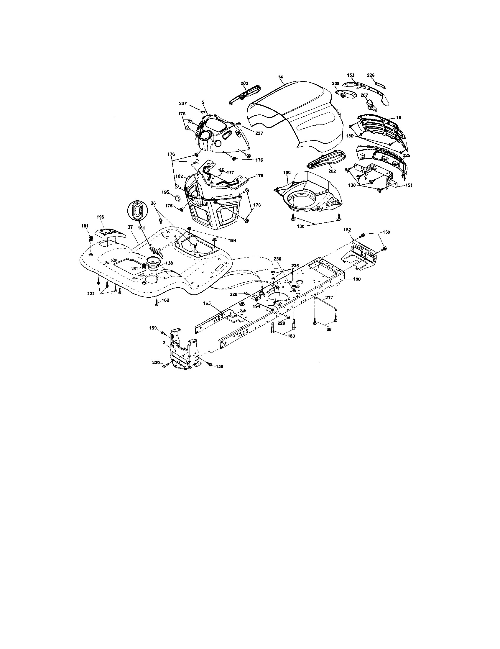 Chassis And Enclosures Diagram and Parts List for 917287251  Craftsman Lawn Tractor