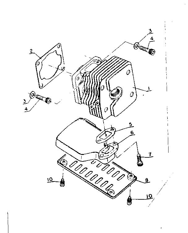 Cylinder And Muffler Diagram and Parts List for CS-302  Craftsman Chainsaw