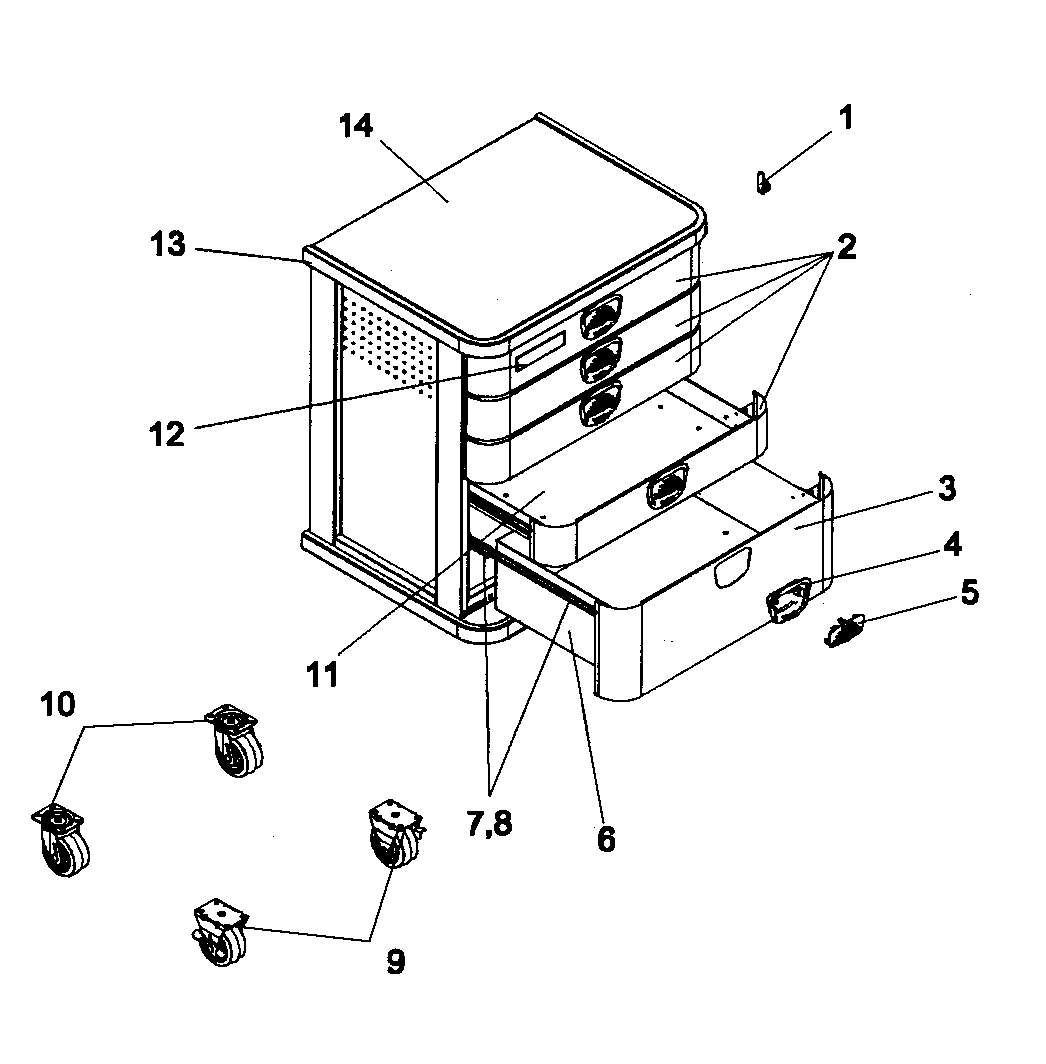Cabinet Parts Diagram and Parts List for 706592720  Craftsman Tool Stand & Cart