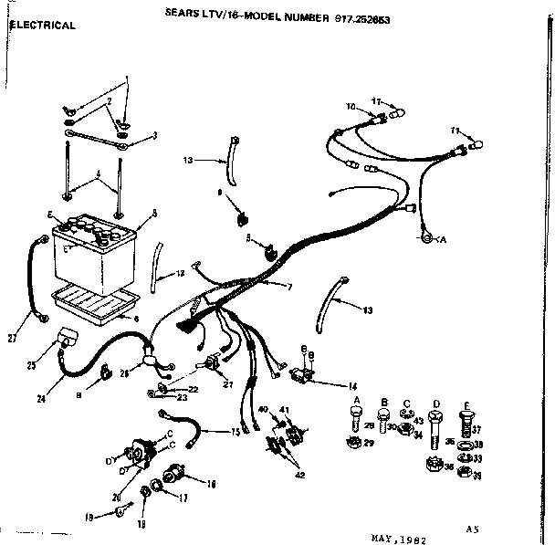 Electrical Diagram and Parts List for 917252653  Craftsman Lawn Tractor