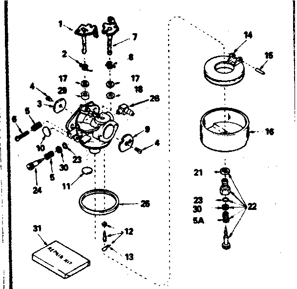 Carburetor No. 632238 Diagram and Parts List for 143356122  Craftsman Engine