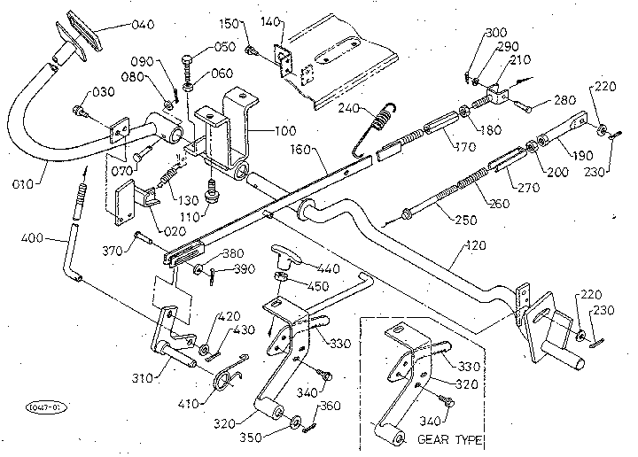 Brake Pedal Diagram and Parts List for 3904  Craftsman Lawn Mower