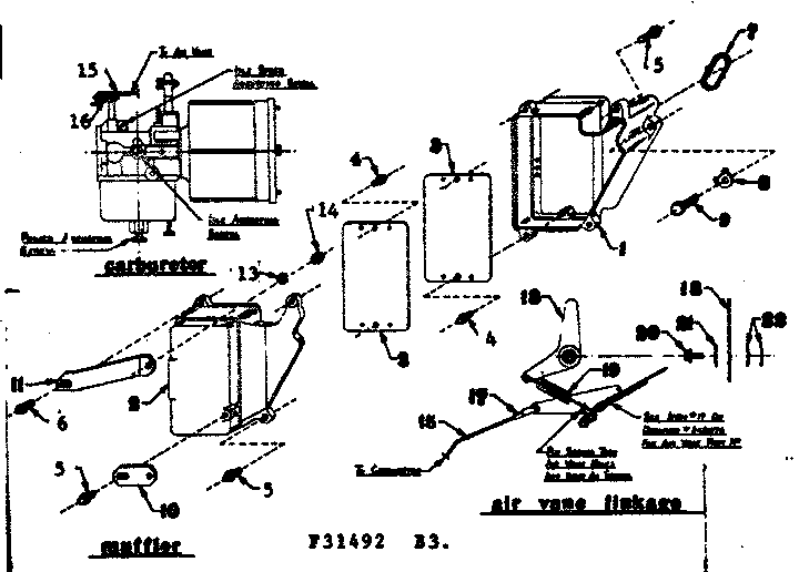 Muffler Diagram and Parts List for 58031492  Craftsman Engine