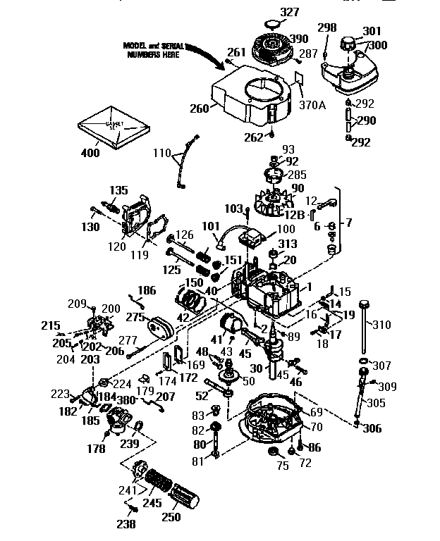 4-cycle Engine Diagram and Parts List for 143953822  Craftsman Engine