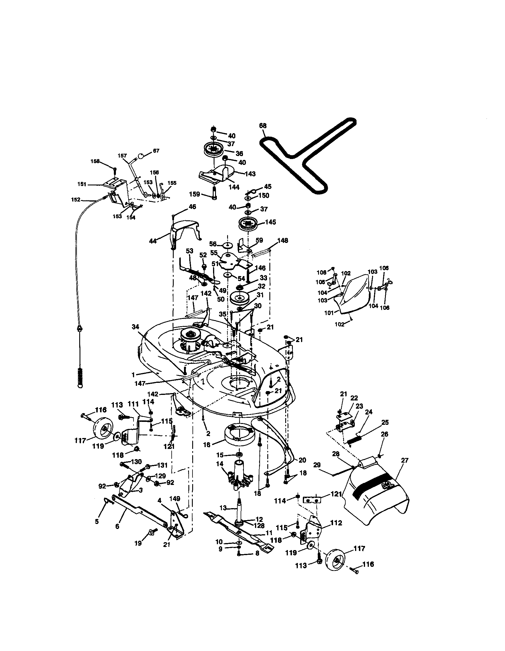 Mower Deck Diagram and Parts List for 917270731  Craftsman Lawn Tractor