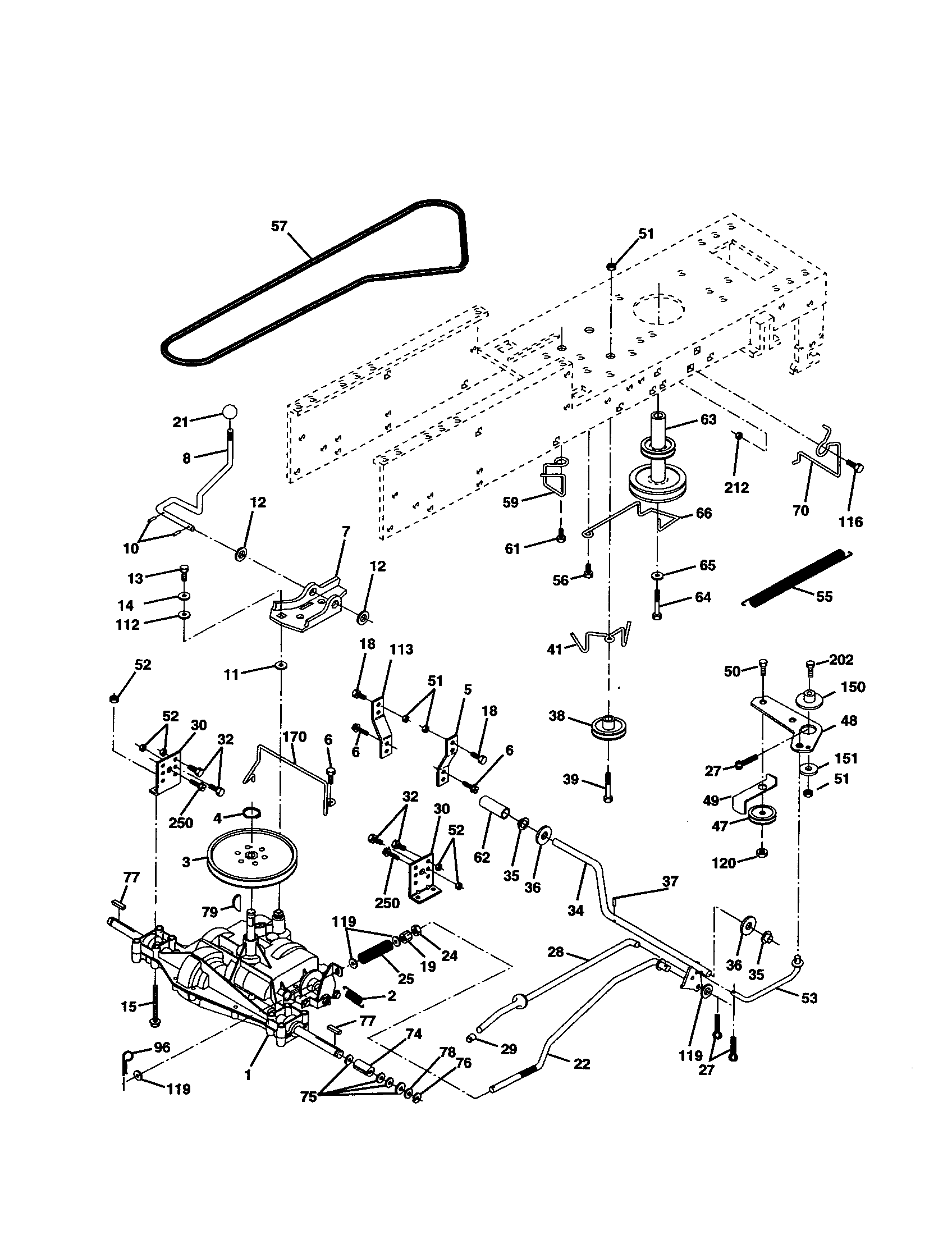 Drive Diagram and Parts List for 917277010  Craftsman Lawn Tractor
