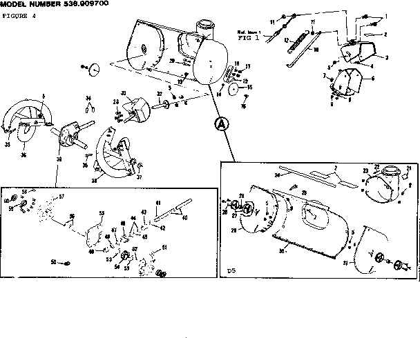 Auger Housing Assembly Diagram and Parts List for 536909700  Craftsman Snow Blower