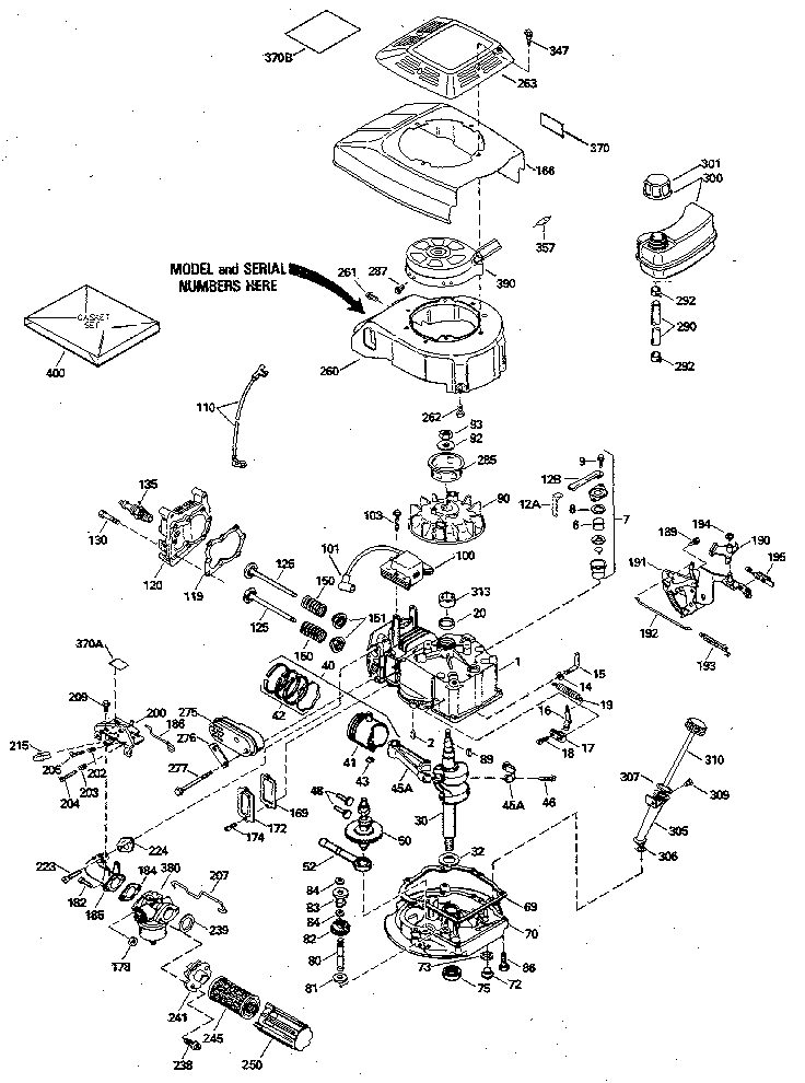 Replacement Parts Diagram and Parts List for 143404142  Craftsman Engine
