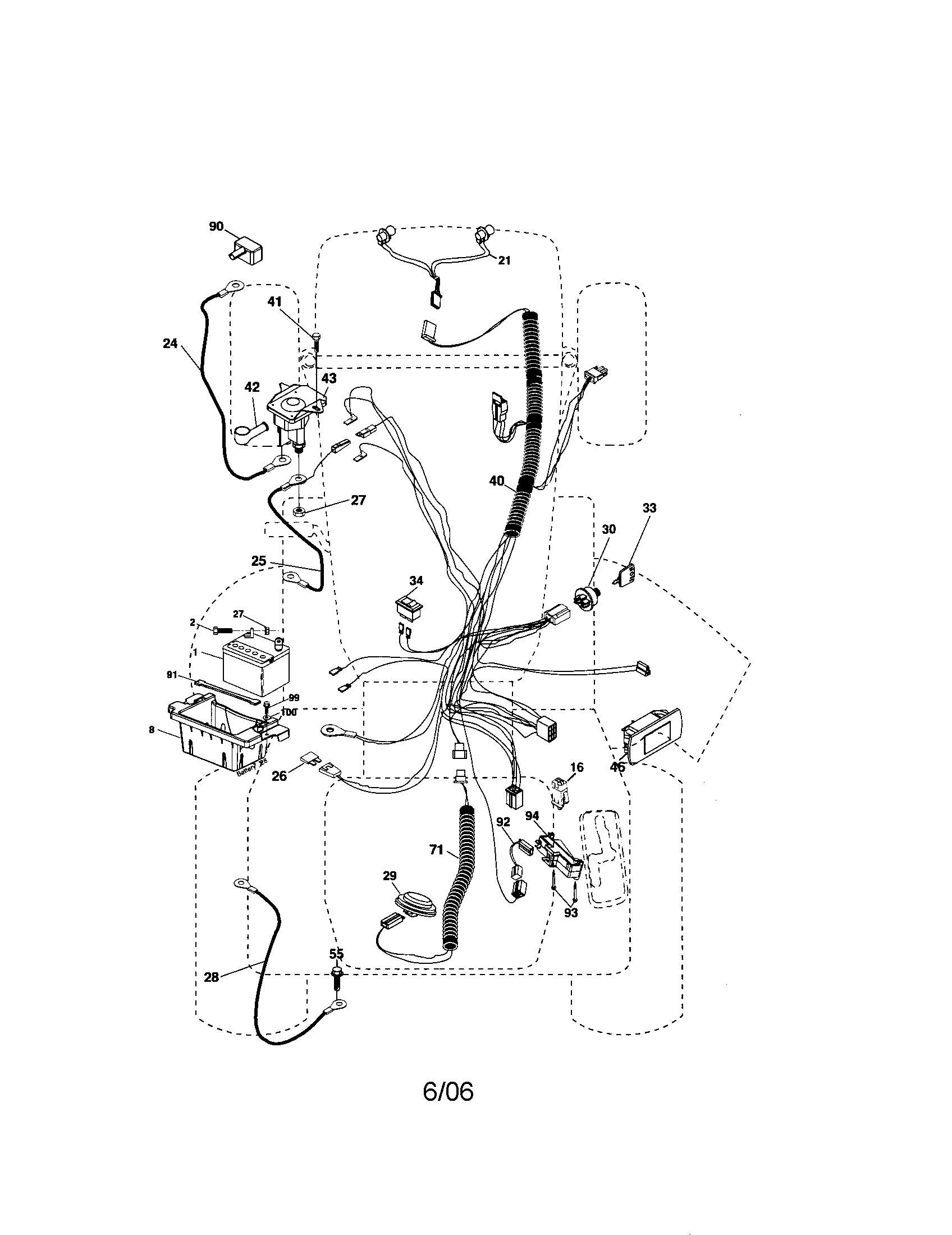 Electrical Diagram and Parts List for 917276601  Craftsman Lawn Tractor