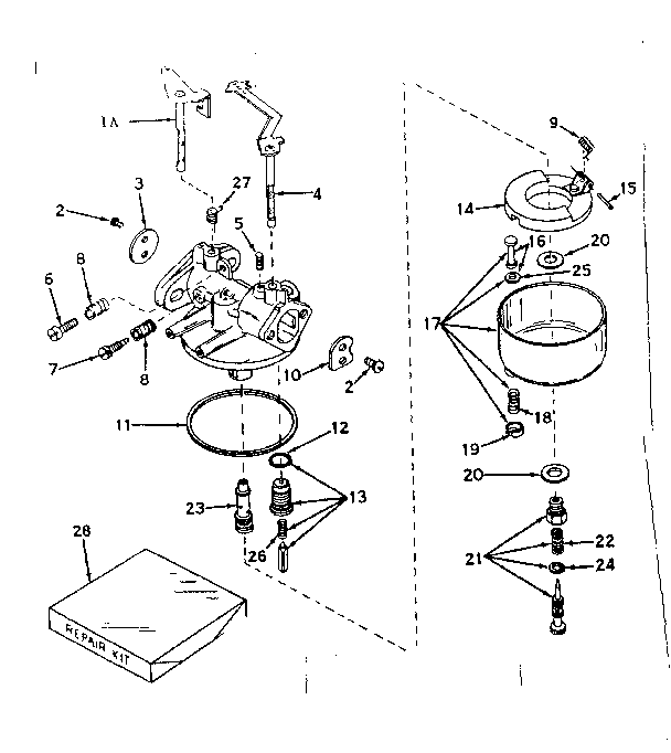 Carburetor No. 631226 Diagram and Parts List for 143579062  Craftsman Engine