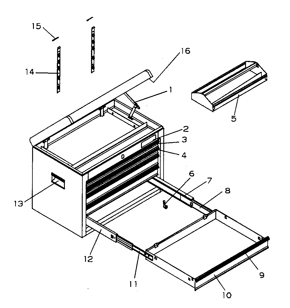 Cabinet Parts Diagram and Parts List for 706659142  Craftsman Tool Stand & Cart