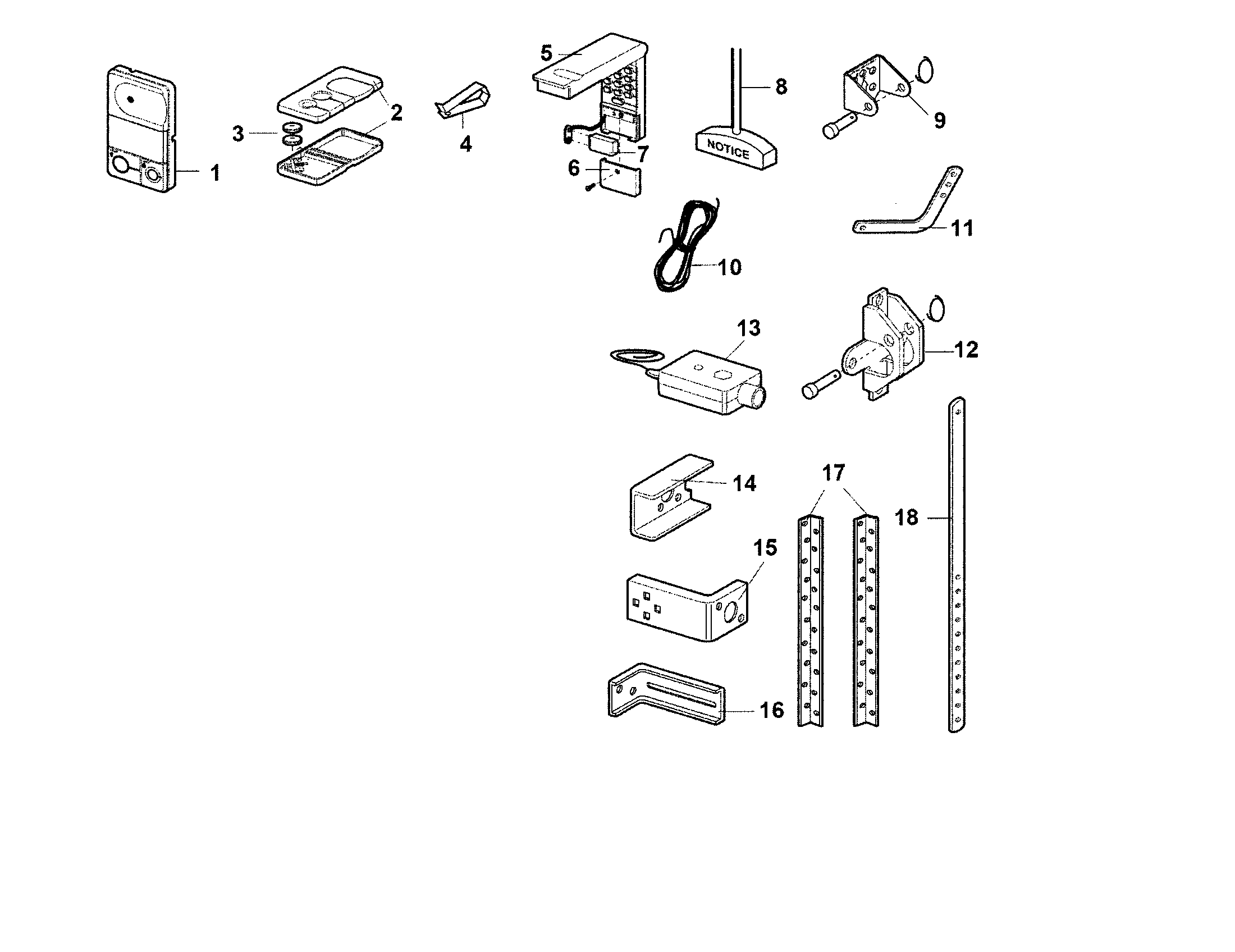 Installation Parts Diagram and Parts List for 13953670SRT1  Craftsman Garage Door Opener