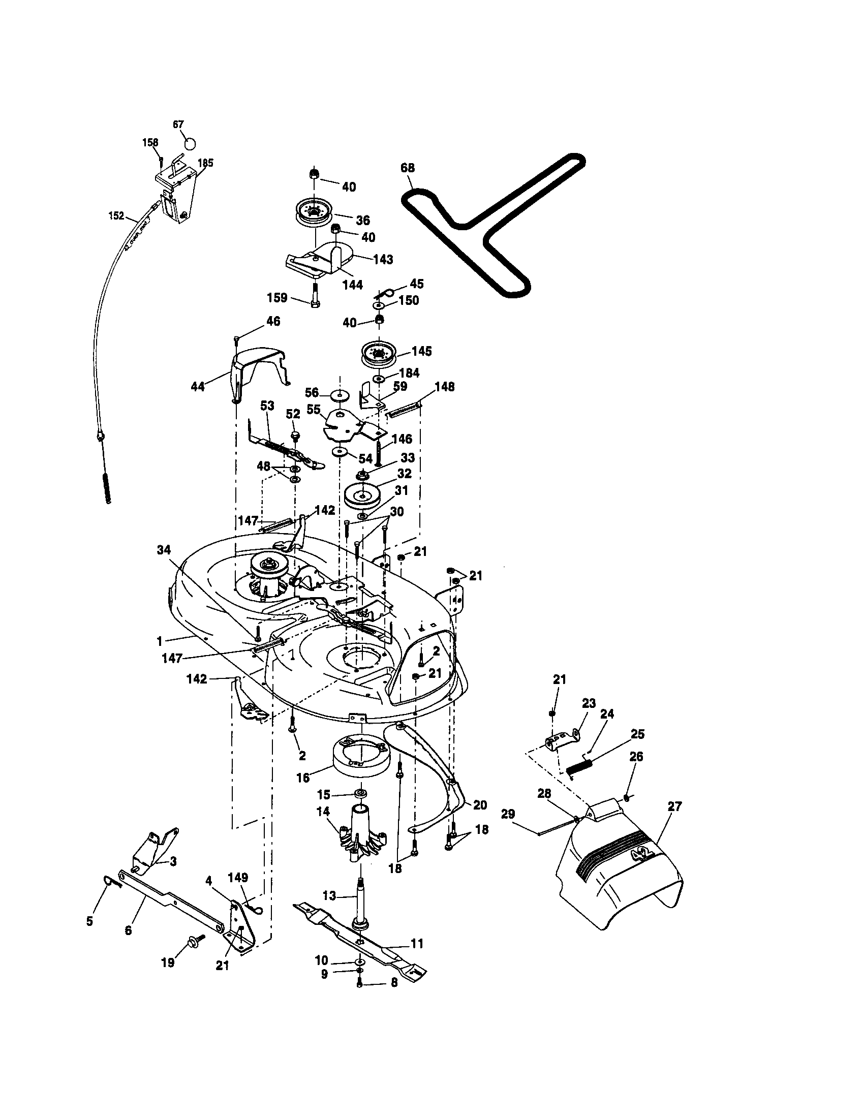 Mower Deck Diagram and Parts List for 917276393  Craftsman Lawn Tractor