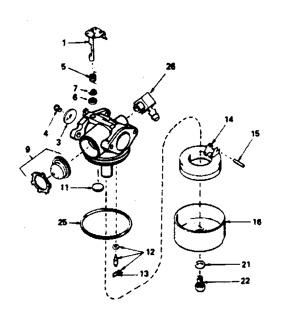 Carburetor Diagram and Parts List for 143384162  Craftsman Engine
