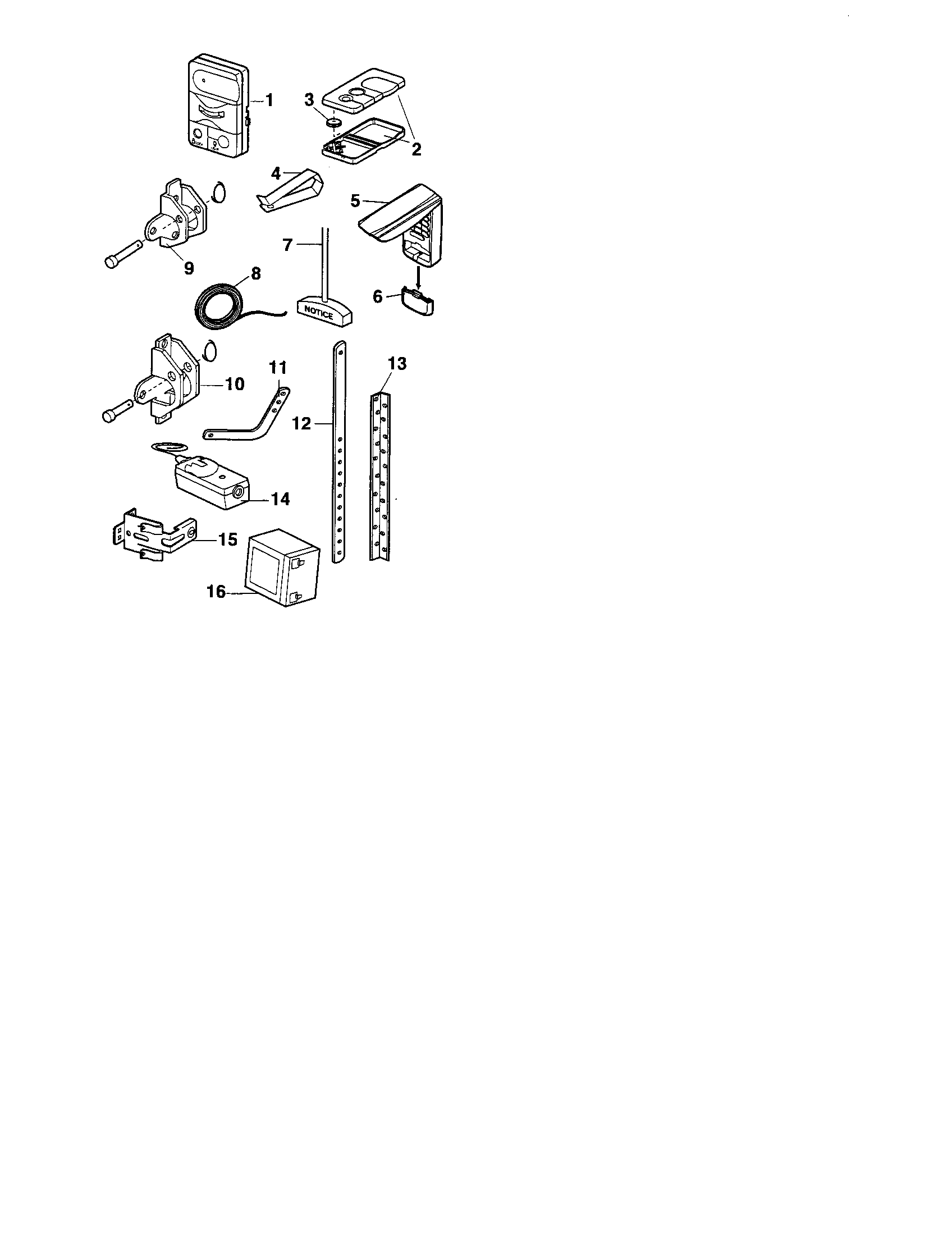 Installation Parts Diagram and Parts List for 13953916D  Craftsman Garage Door Opener