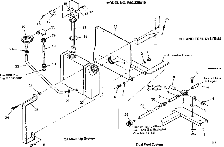 Oil And Fuel Systems Diagram and Parts List for 580325010  Craftsman Engine