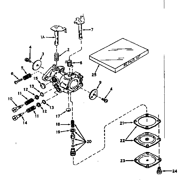 Carburetor No. 630986 Diagram and Parts List for 143163062  Craftsman Engine