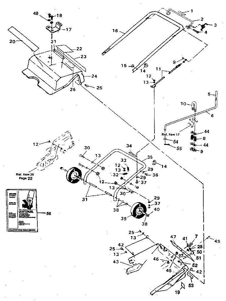 Main Frame Diagram and Parts List for 536884240  Craftsman Snow Blower