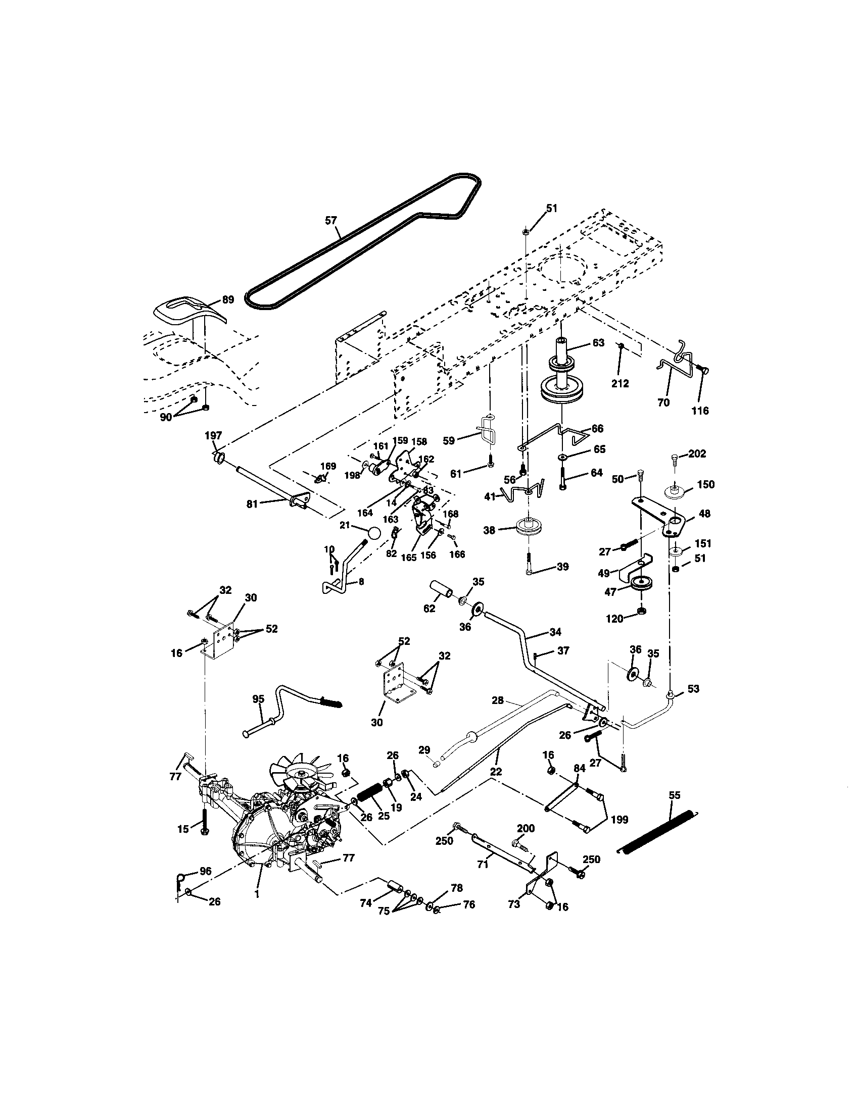 Ground Drive Diagram and Parts List for 917271861  Craftsman Lawn Tractor