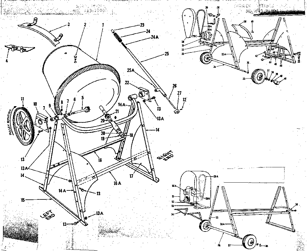 Stand Model Trailer Portable Model Hand Portable Model Diagram and Parts List for 71375071  Craftsman Cement Mixer