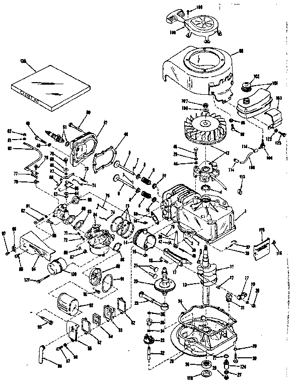 Basic Engine Diagram and Parts List for 14319400  Craftsman Engine