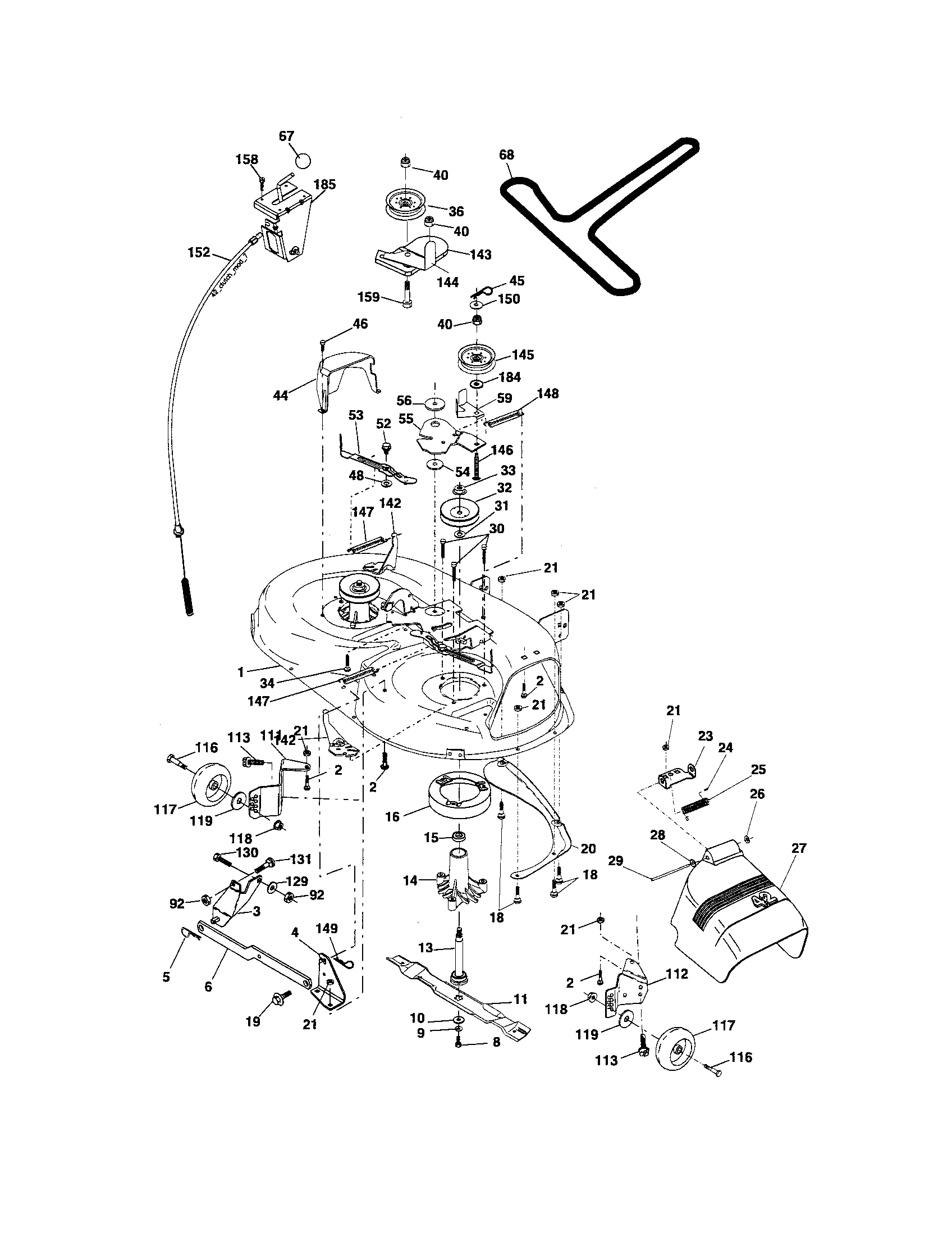 Mower Deck Diagram and Parts List for 917275754  Craftsman Lawn Tractor