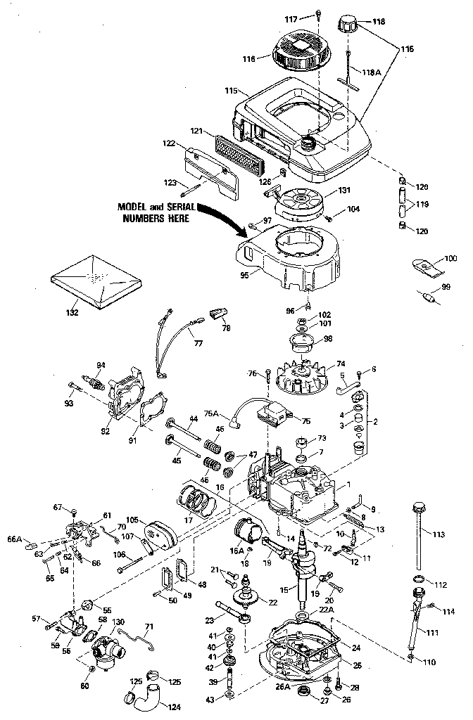 Replacement Parts Diagram and Parts List for 143384542  Craftsman Engine