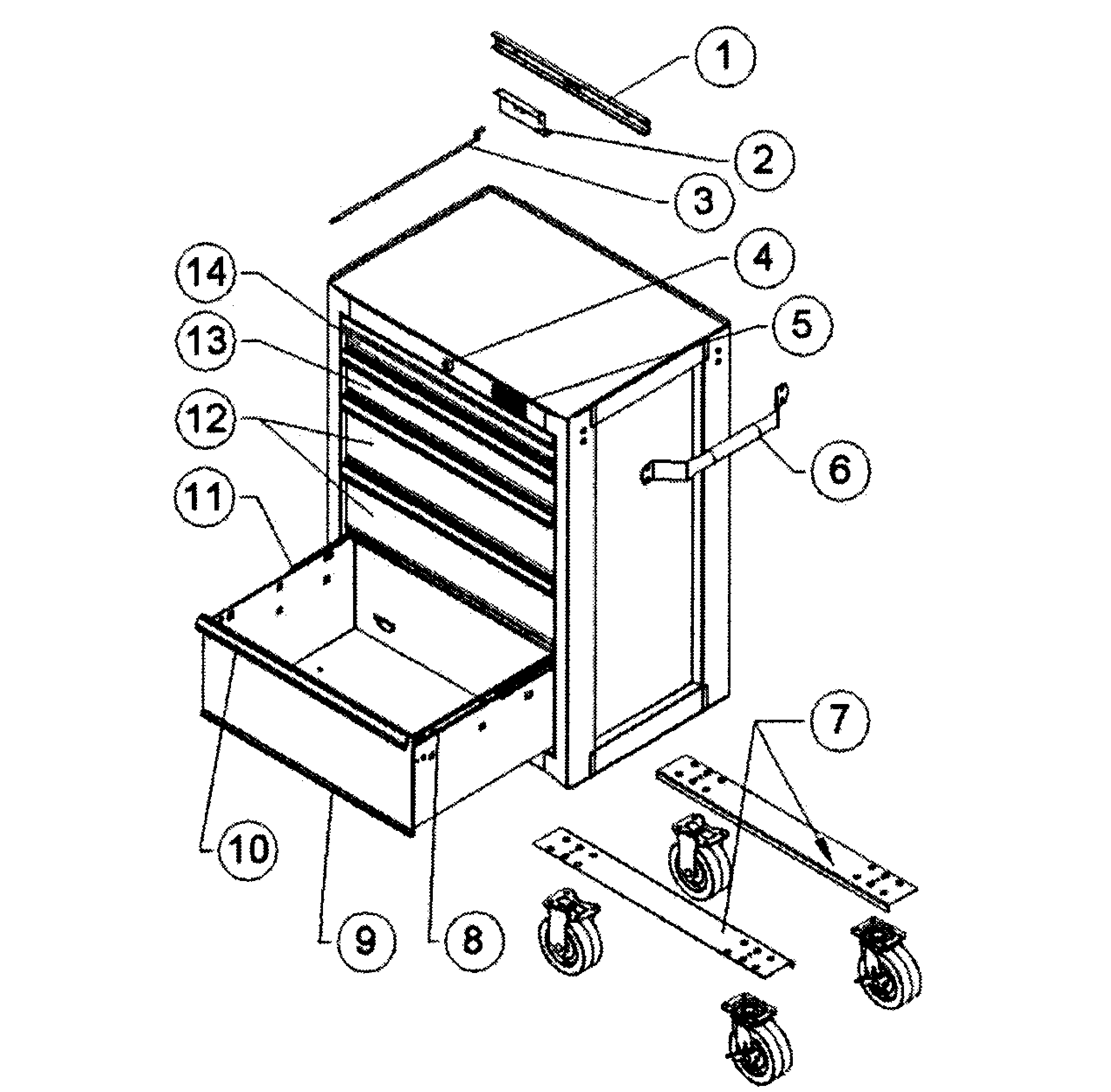 Main Assy Diagram and Parts List for 706183931  Craftsman Tool Stand & Cart