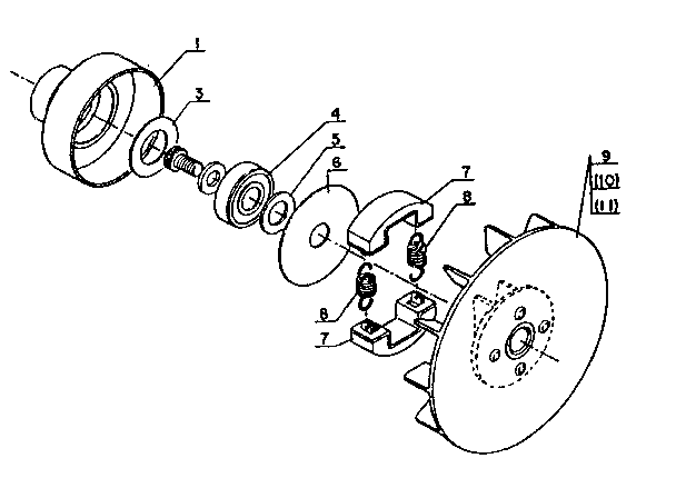 Clutch Diagram and Parts List for 271SRM-202FA  Craftsman Trimmer