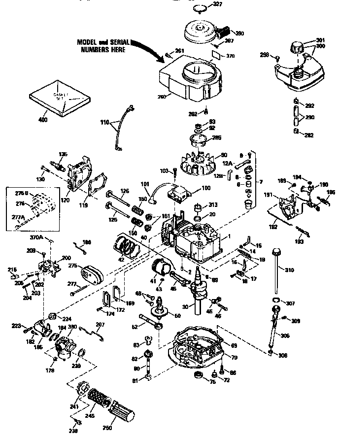Craftsman 4-cycle Engine Diagram and Parts List for 143944500  Craftsman Engine