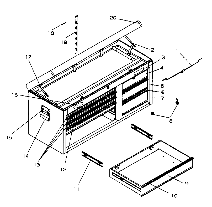 Tool Chest Diagram and Parts List for 706139920  Craftsman Tool Stand & Cart