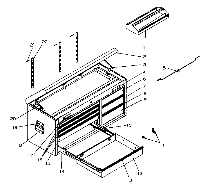 Tool Box Diagram and Parts List for 706954820  Craftsman Tool Stand & Cart