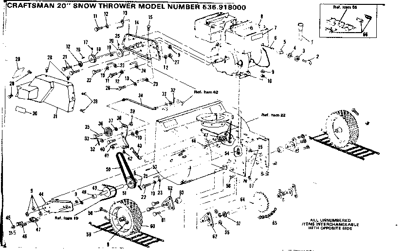 Wheel Assembly Diagram and Parts List for 536918000  Craftsman Snow Blower