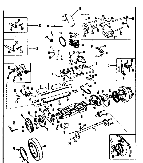 Base Assembly Diagram and Parts List for 53681681  Craftsman Lawn Mower
