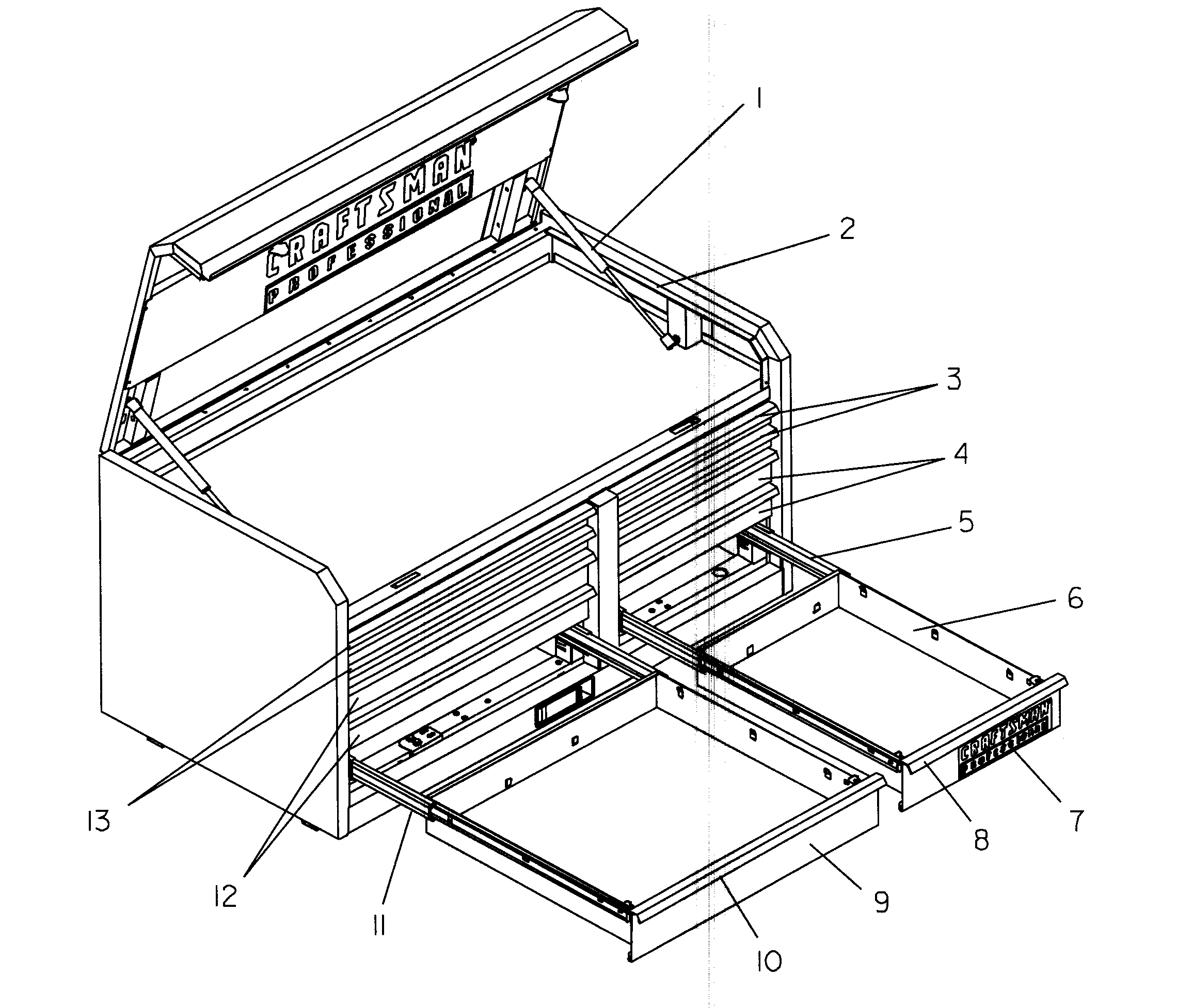 Tool Chest Diagram and Parts List for 706655771  Craftsman Tool Stand & Cart