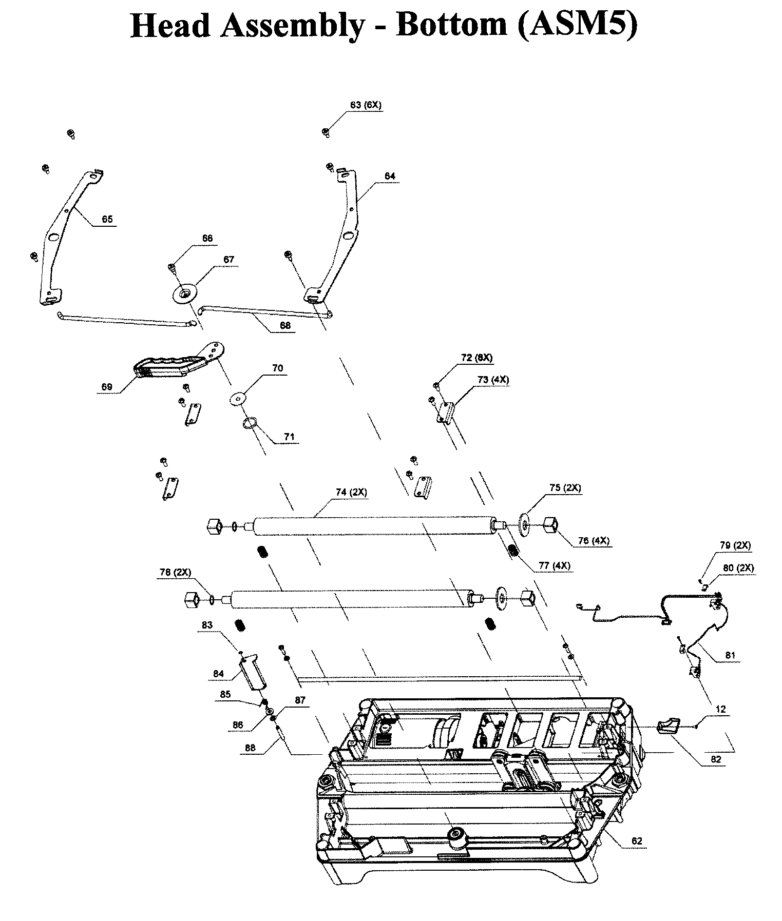 Head Ast Bottom Diagram and Parts List for 183217540  Craftsman Planer Jointer