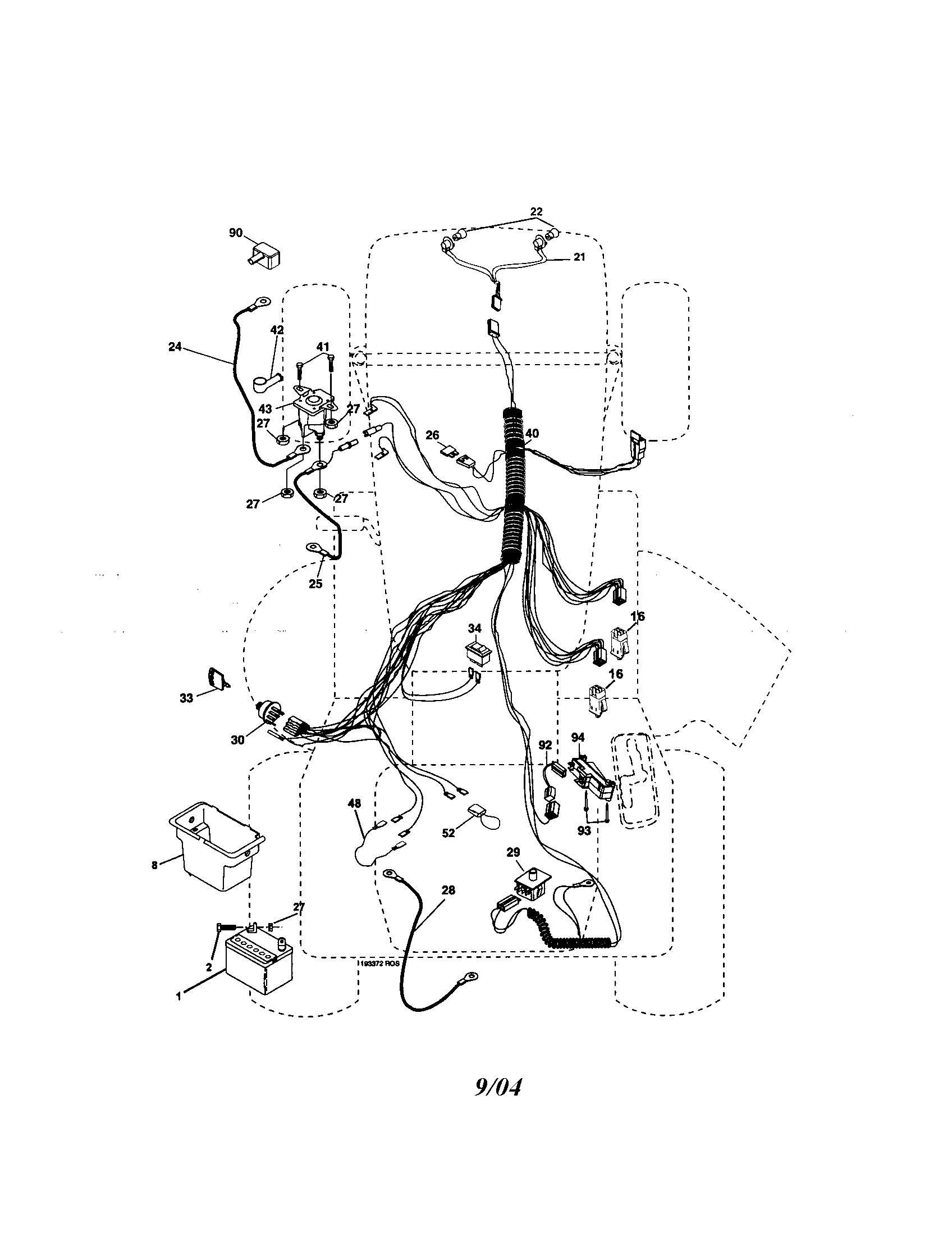 Electrical Diagram and Parts List for 917275400  Craftsman Lawn Tractor
