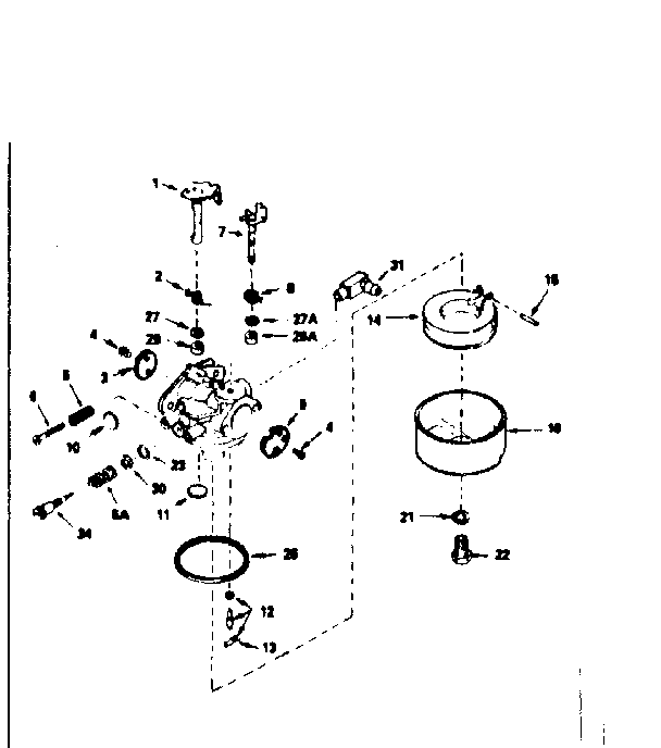 Carburetor Diagram and Parts List for 143356232  Craftsman Engine