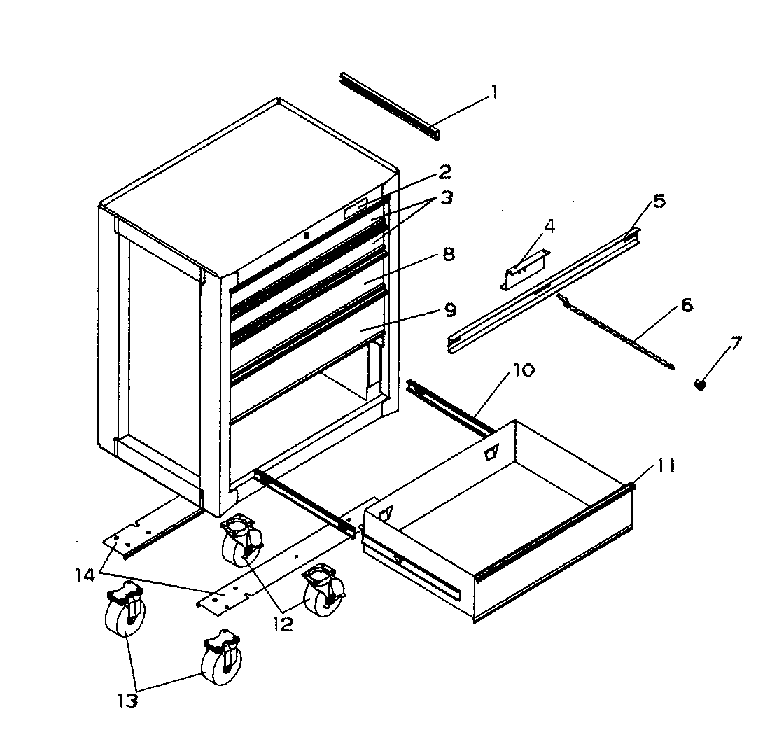 Tool Box Diagram and Parts List for 706596920  Craftsman Tool Stand & Cart