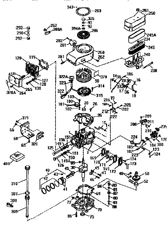 Replacement Parts Diagram and Parts List for 143958000  Craftsman Engine